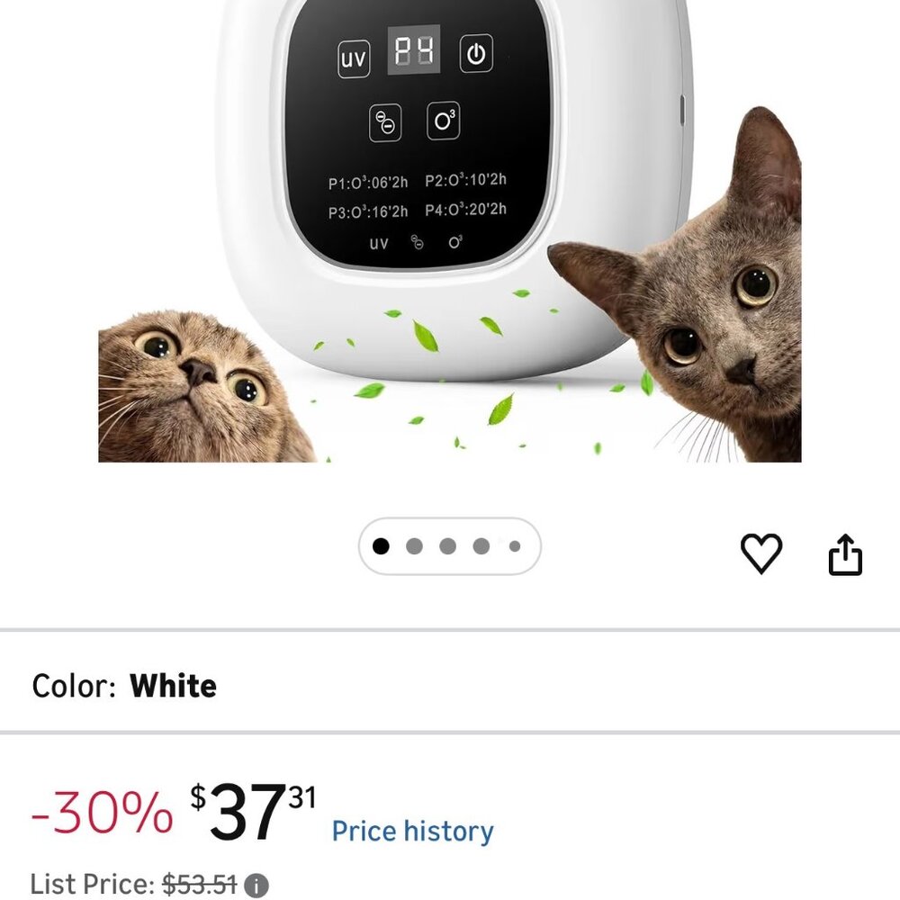 Air Purifier Ozone & Negative Ion 99% Odor Eliminator for Pet,Cat Litter Deodori